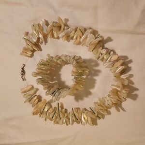 Cream and green necklace and bracelet